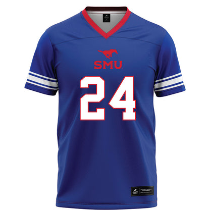 SMU - NCAA Football : Link Rhodes - Blue Football Jersey-0
