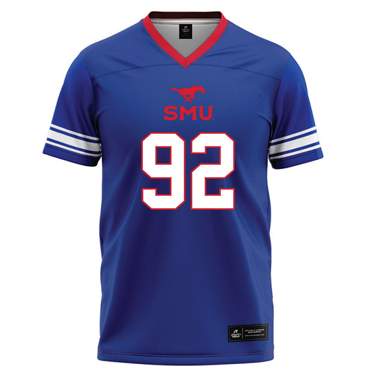 SMU - NCAA Football : Hudson Woods - Blue Football Jersey-0