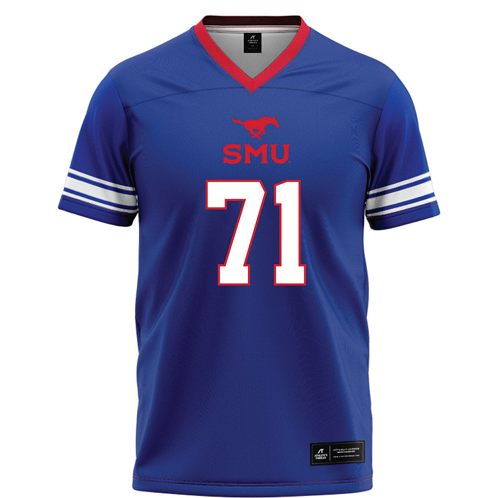 SMU - NCAA Football : Max Wright - Blue Football Jersey-0