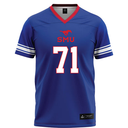SMU - NCAA Football : Max Wright - Blue Football Jersey-0