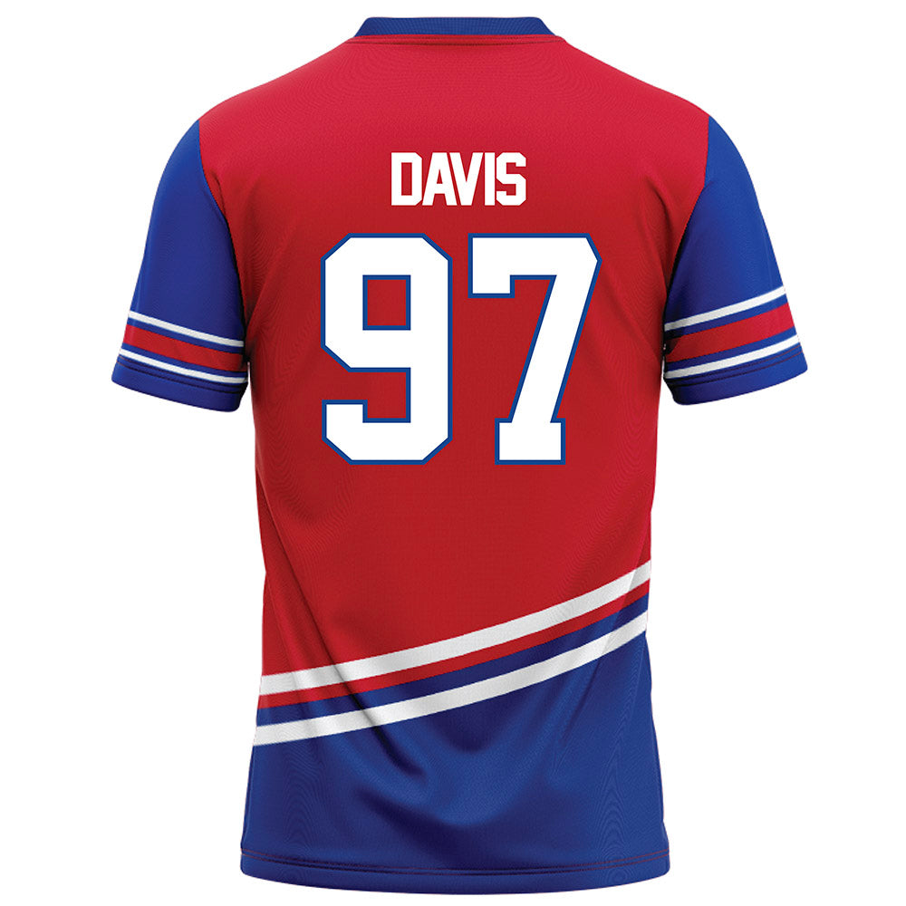 SMU - NCAA Football : Christian Davis - Red Football Jersey-1