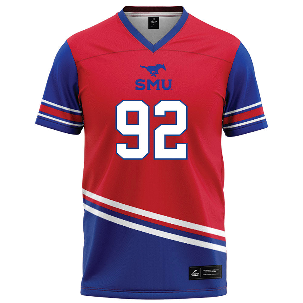 SMU - NCAA Football : Hudson Woods - Red Football Jersey-0