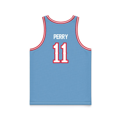 Dayton - NCAA Men's Basketball : Travis Perry - Blue Basketball Jersey-1