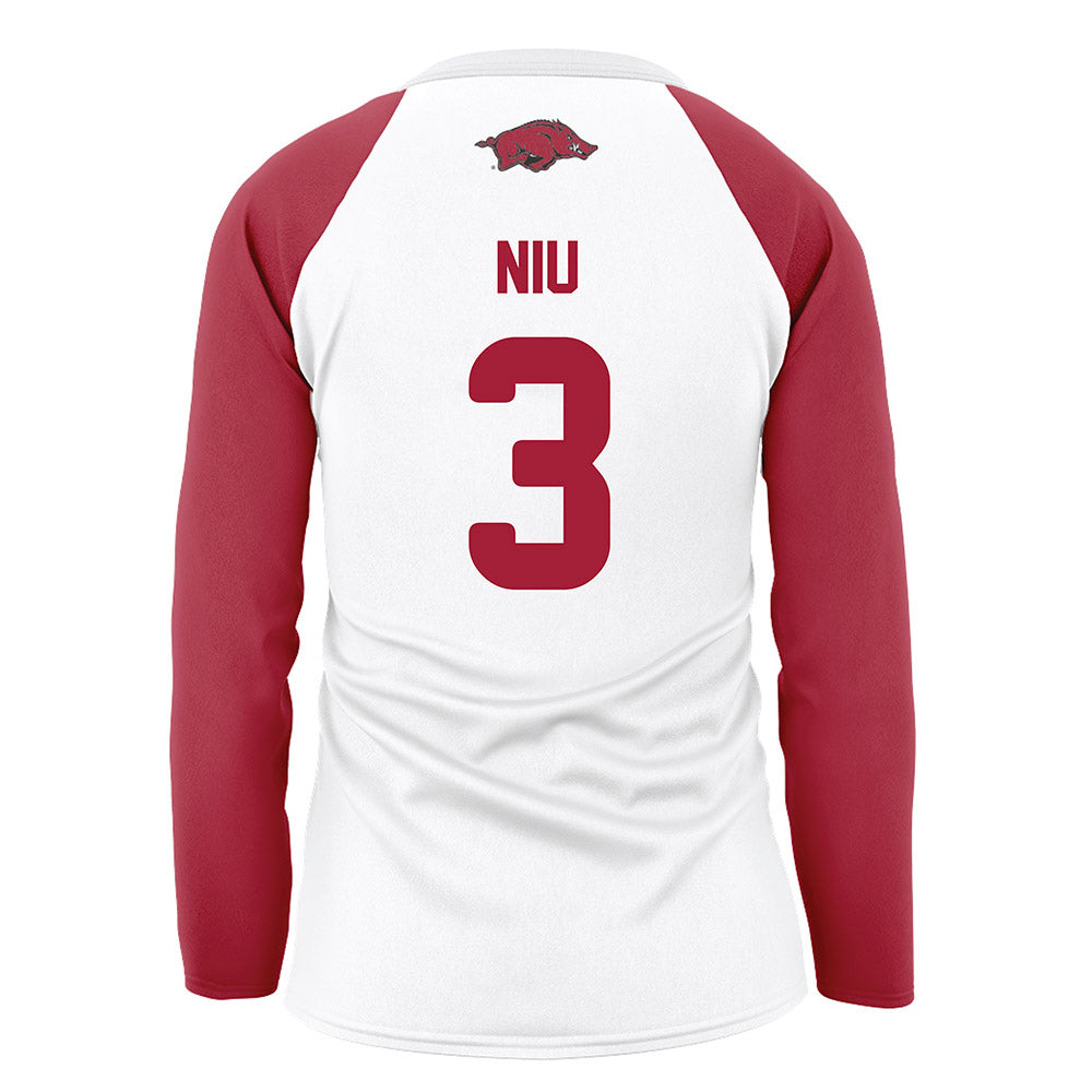 Arkansas - NCAA Women's Volleyball : Livia Niu - White Volleyball Jersey-1