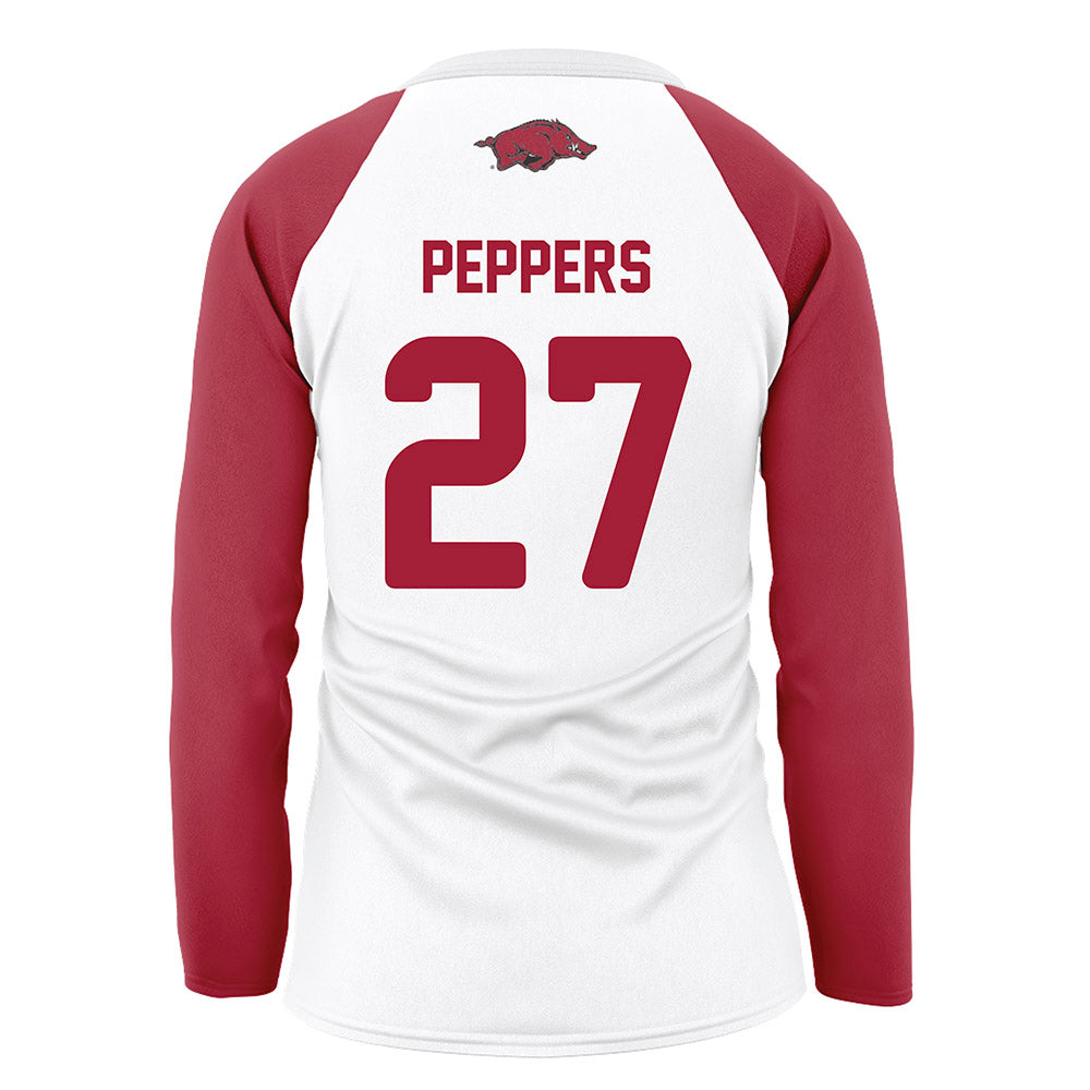 Arkansas - NCAA Women's Volleyball : Journey Peppers - White Volleyball Jersey-1