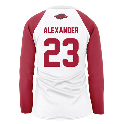 Arkansas - NCAA Women's Volleyball : Aleki Alexander - White Volleyball Jersey