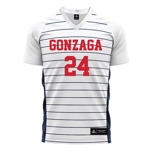 Gonzaga - NCAA Men's Soccer : Morgan Olson - White Soccer Jersey-0