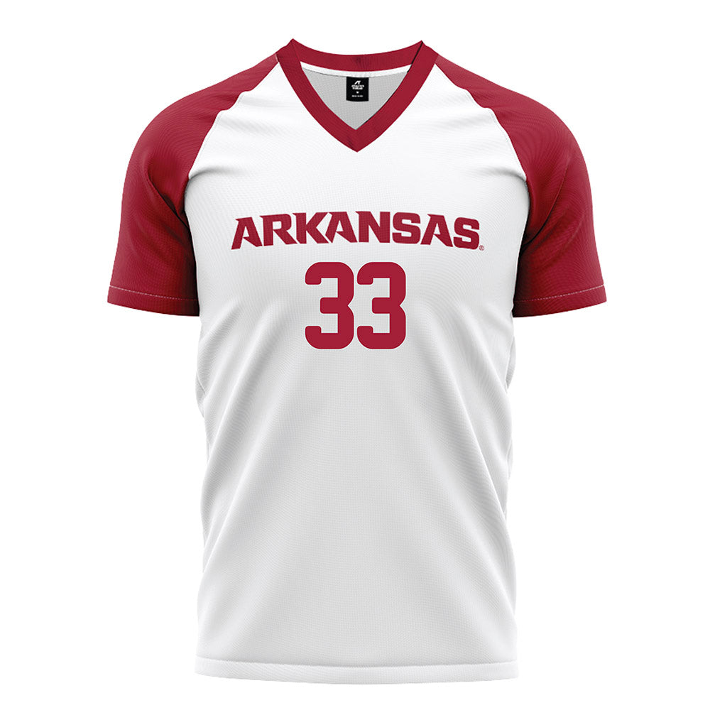 Arkansas - NCAA Women's Soccer : Madden McDonald - White Soccer Jersey-0