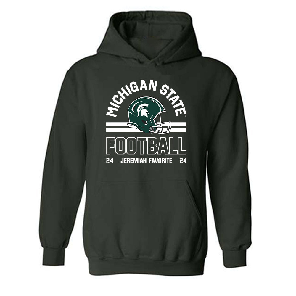 Michigan State - NCAA Football : Jeremiah Favorite - Classic Fashion Shersey Hooded Sweatshirt-0