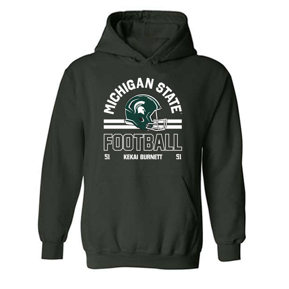 Michigan State - NCAA Football : Kekai Burnett - Classic Fashion Shersey Hooded Sweatshirt-0