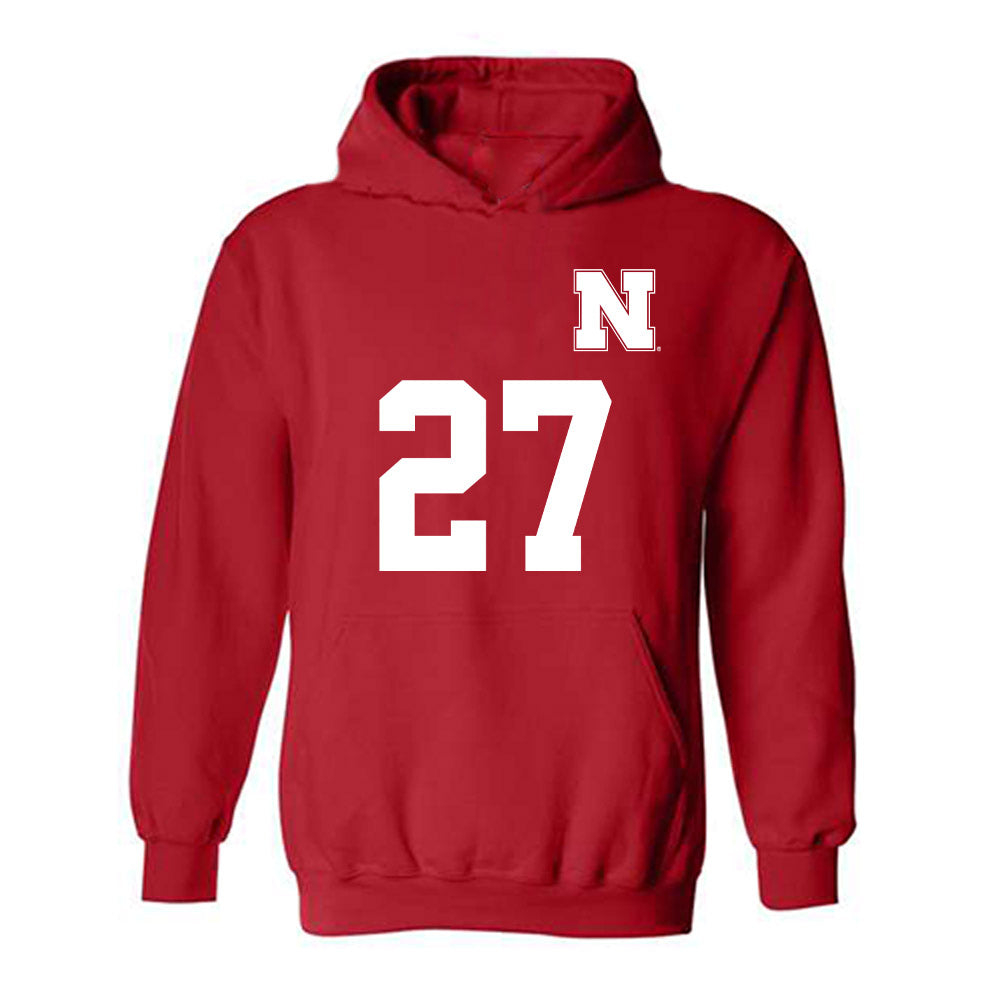 Nebraska - NCAA Women's Soccer : Nathalie Lewis - Replica Shersey Hooded Sweatshirt-0