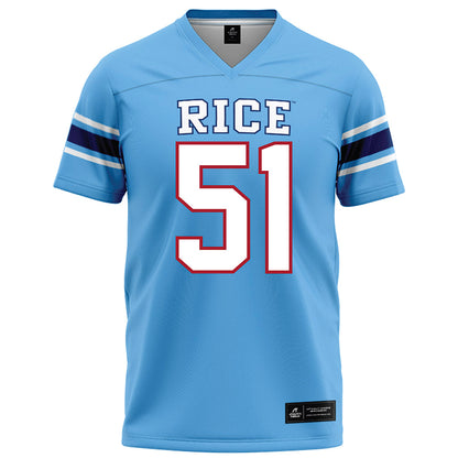 Rice - NCAA Football : Phoenix Derichsweiler - Light Blue Football Jersey-0