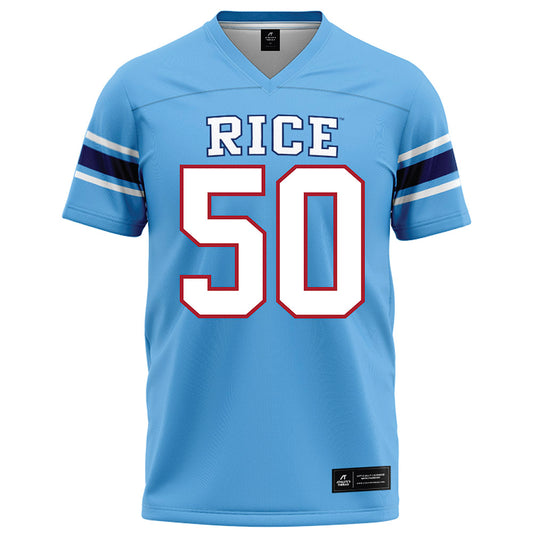Rice - NCAA Football : Patrick Valent - Light Blue Football Jersey-0