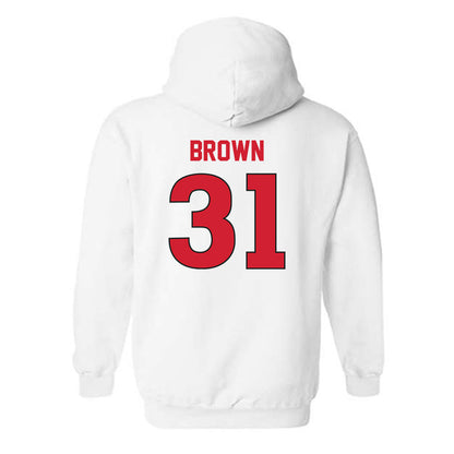 Rutgers - NCAA Men's Soccer : Logan Brown - Replica Shersey Hooded Sweatshirt-1