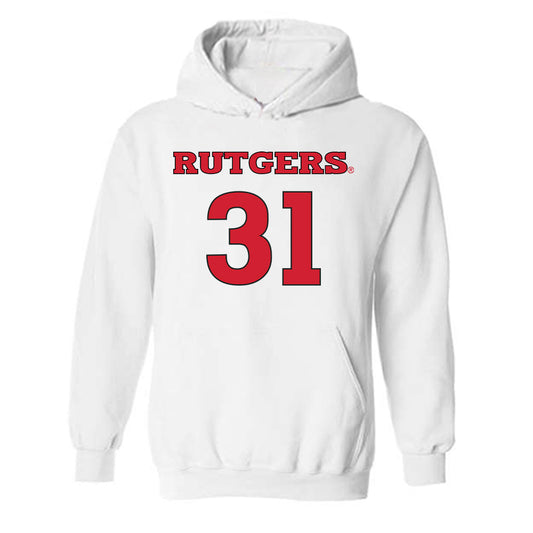 Rutgers - NCAA Men's Soccer : Logan Brown - Replica Shersey Hooded Sweatshirt-0
