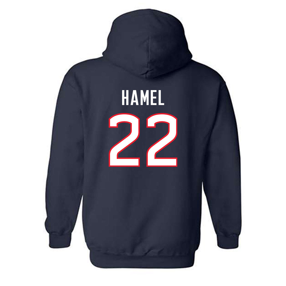 UConn - NCAA Men's Soccer : Johan Hamel - Replica Shersey Hooded Sweatshirt-1