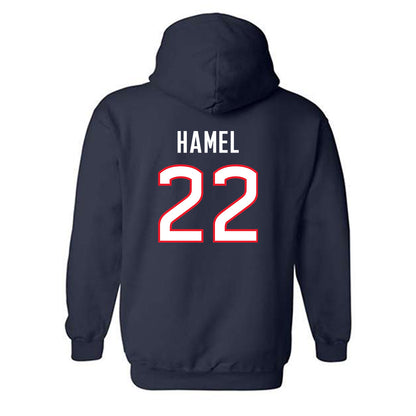 UConn - NCAA Men's Soccer : Johan Hamel - Replica Shersey Hooded Sweatshirt-1
