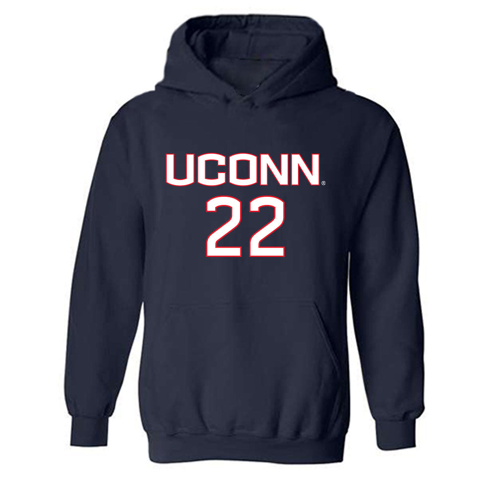 UConn - NCAA Men's Soccer : Johan Hamel - Replica Shersey Hooded Sweatshirt-0