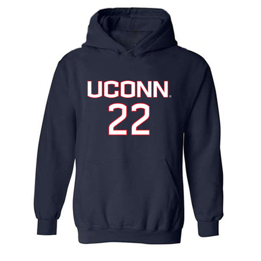 UConn - NCAA Men's Soccer : Johan Hamel - Replica Shersey Hooded Sweatshirt-0