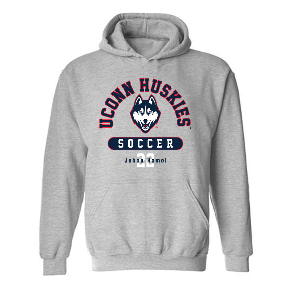 UConn - NCAA Men's Soccer : Johan Hamel - Classic Fashion Shersey Hooded Sweatshirt-0