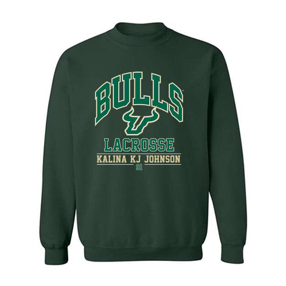 USF - NCAA Women's Lacrosse : Kalina "KJ" Johnson - Classic Fashion Shersey Crewneck Sweatshirt-0