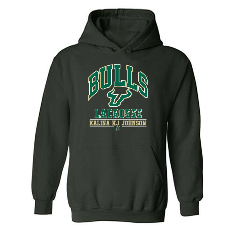 USF - NCAA Women's Lacrosse : Kalina "KJ" Johnson - Classic Fashion Shersey Hooded Sweatshirt-0
