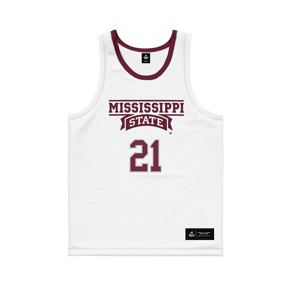 Mississippi State - NCAA Men's Basketball : Thomas Bassong - White Basketball Jersey-0
