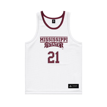Mississippi State - NCAA Men's Basketball : Thomas Bassong - White Basketball Jersey-0