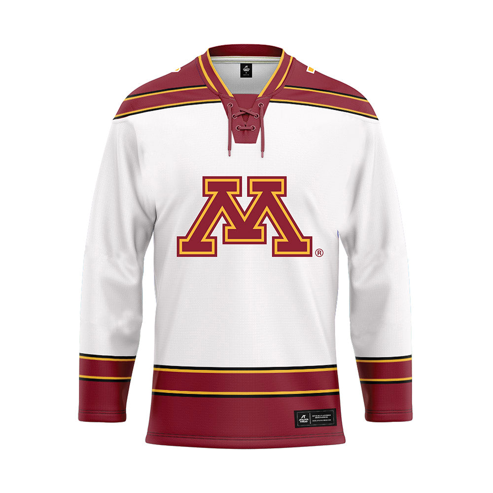 Minnesota - NCAA Men's Ice Hockey : Beckett Hendrickson - White Hockey Jersey-0