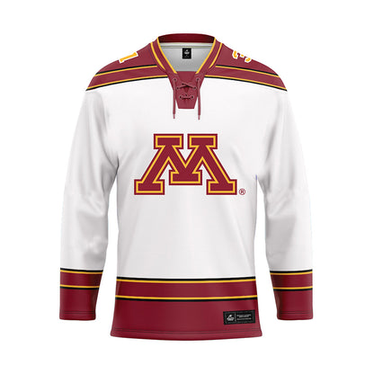 Minnesota - NCAA Men's Ice Hockey : Luca Di Pasquo - White Hockey Jersey-0