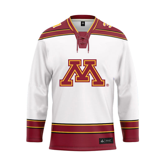 Minnesota - NCAA Men's Ice Hockey : Luca Di Pasquo - White Hockey Jersey-0