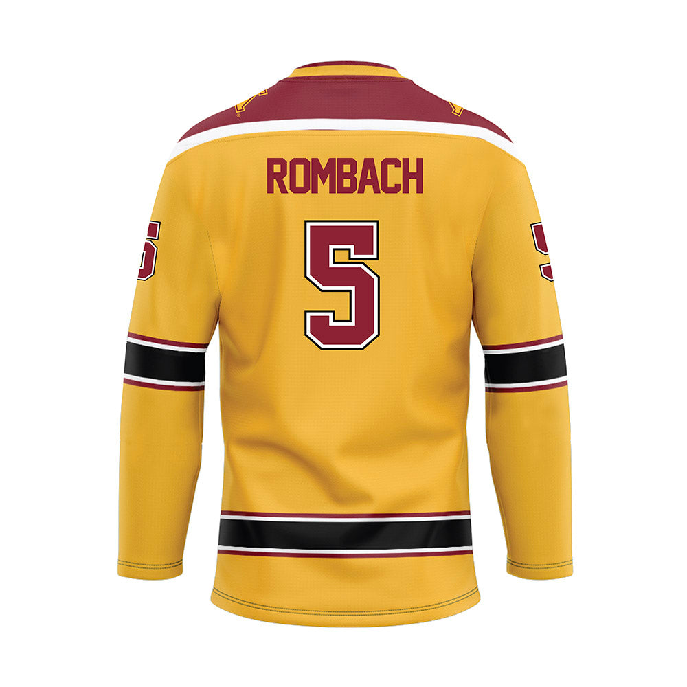 Minnesota - NCAA Men's Ice Hockey : Jacob Rombach - Gold Hockey Jersey-1