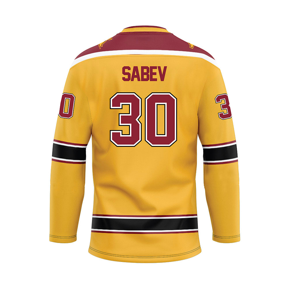 Minnesota - NCAA Men's Ice Hockey : Alexander Sabev - Gold Hockey Jersey-1