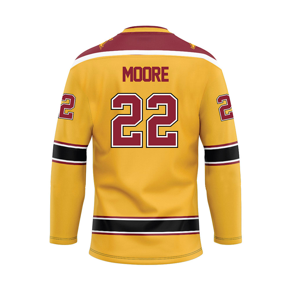 Minnesota - NCAA Men's Ice Hockey : Javon Moore - Gold Hockey Jersey-1