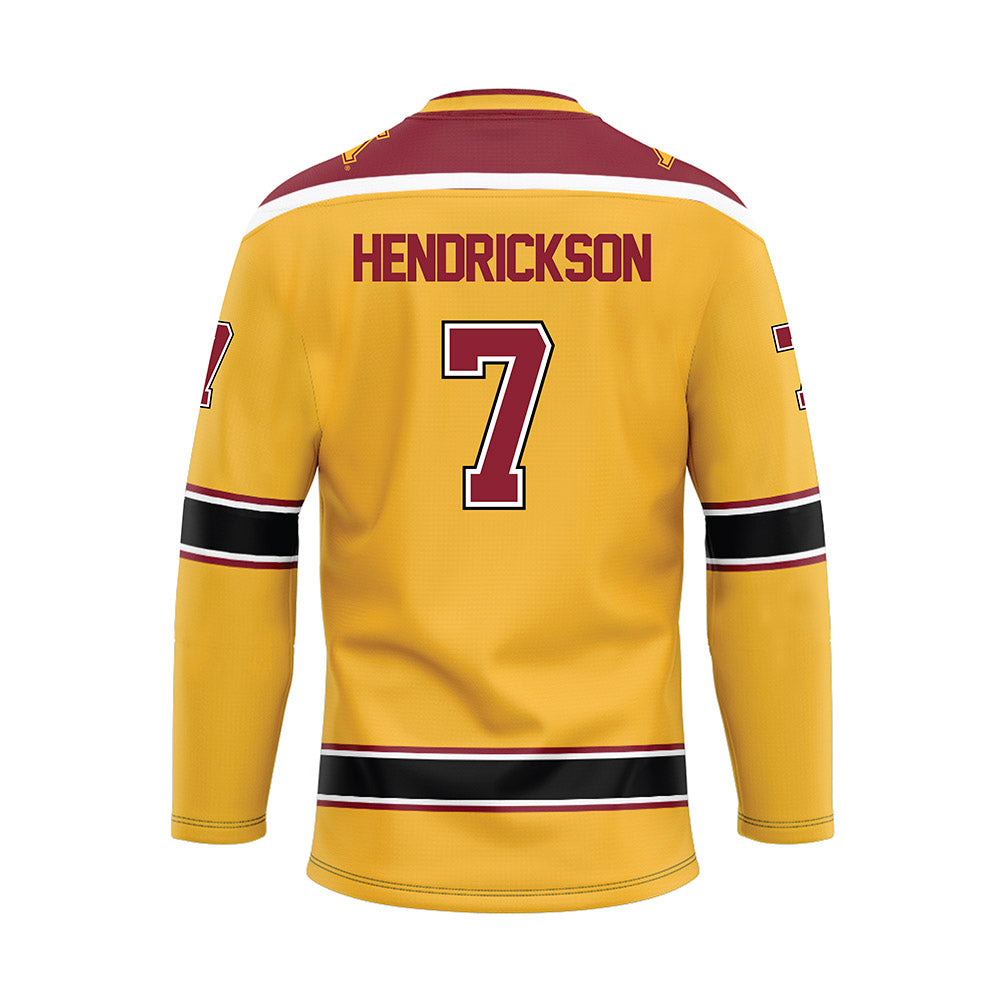 Minnesota - NCAA Men's Ice Hockey : Beckett Hendrickson - Gold Hockey Jersey-1