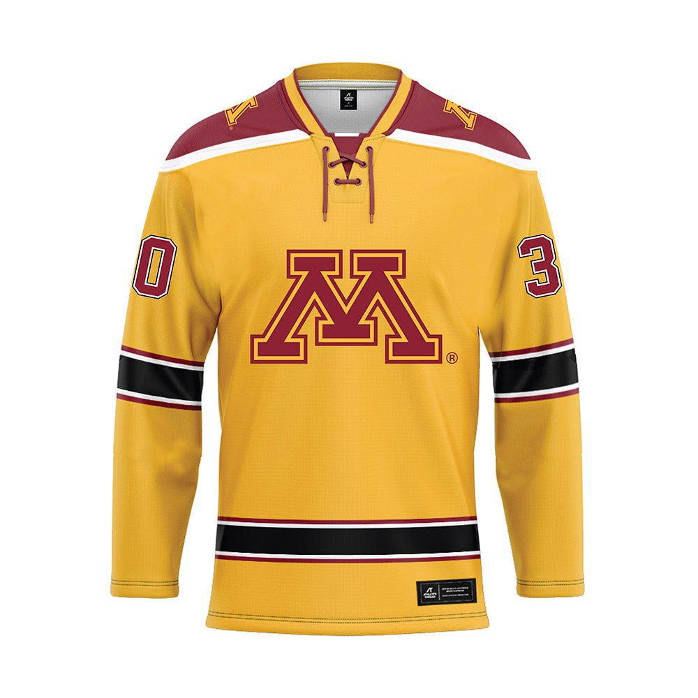 Minnesota - NCAA Men's Ice Hockey : Alexander Sabev - Gold Hockey Jersey-0