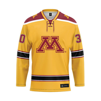 Minnesota - NCAA Men's Ice Hockey : Alexander Sabev - Gold Hockey Jersey-0