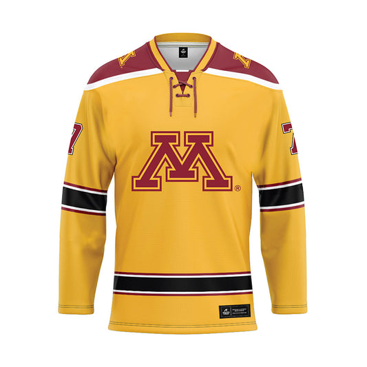 Minnesota - NCAA Men's Ice Hockey : Beckett Hendrickson - Gold Hockey Jersey-0
