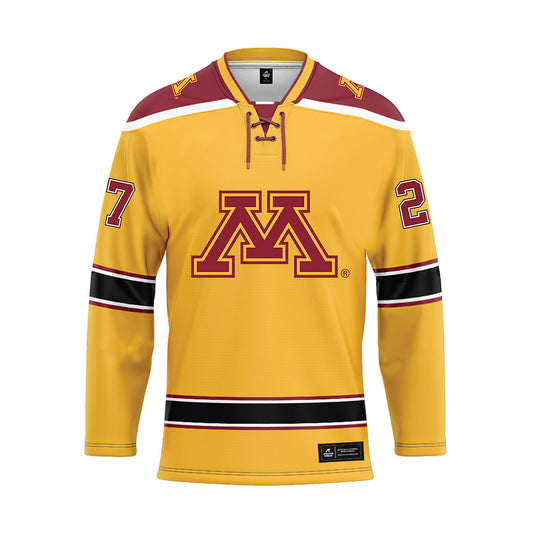 Minnesota - NCAA Men's Ice Hockey : Javon Moore - Gold Hockey Jersey-0