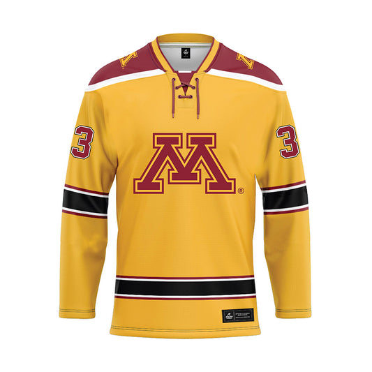 Minnesota - NCAA Men's Ice Hockey : Axel Begley - Gold Hockey Jersey-0