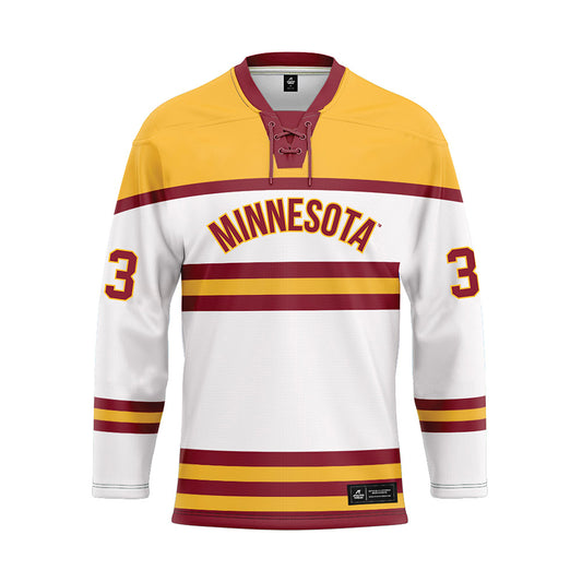 Minnesota - NCAA Men's Ice Hockey : Axel Begley - White Hockey Jersey-0