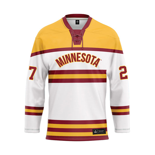 Minnesota - NCAA Men's Ice Hockey : Javon Moore - White Hockey Jersey-0