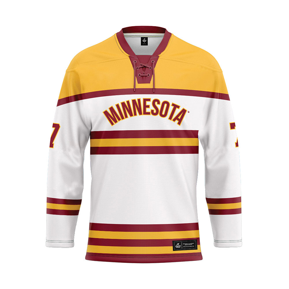 Minnesota - NCAA Men's Ice Hockey : Beckett Hendrickson - White Hockey Jersey-0