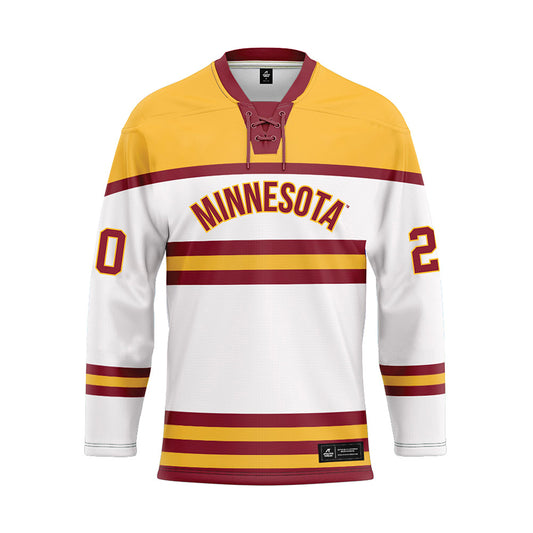 Minnesota - NCAA Men's Ice Hockey : Luke Mittelstadt - White Hockey Jersey-0
