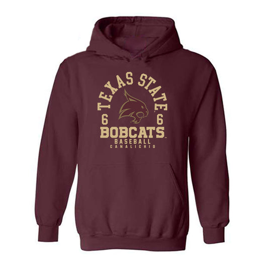 Texas State - NCAA Baseball : Will Canalichio - Classic Fashion Shersey Hooded Sweatshirt-0