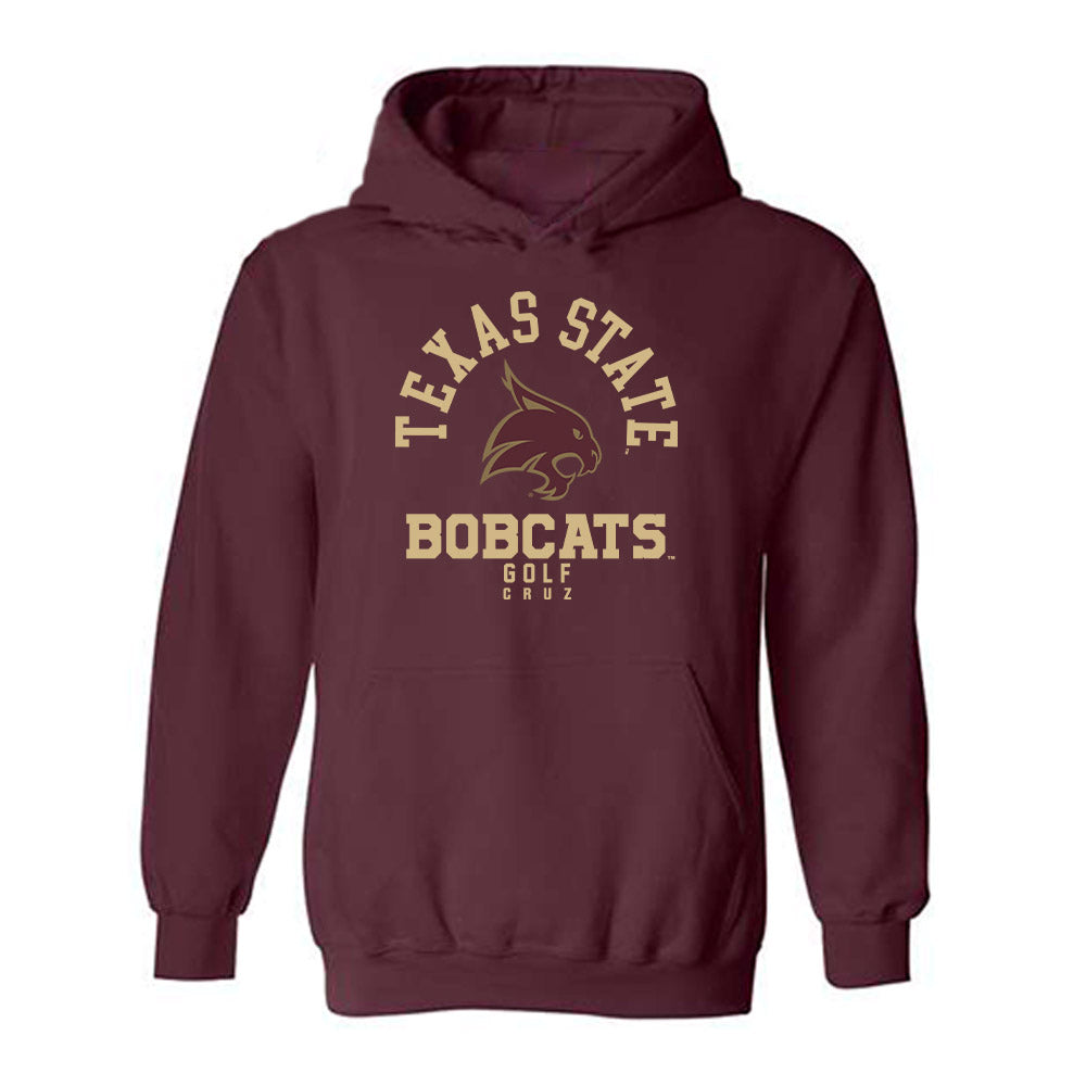 Texas State - NCAA Men's Golf : Lucky Cruz - Classic Fashion Shersey Hooded Sweatshirt-0