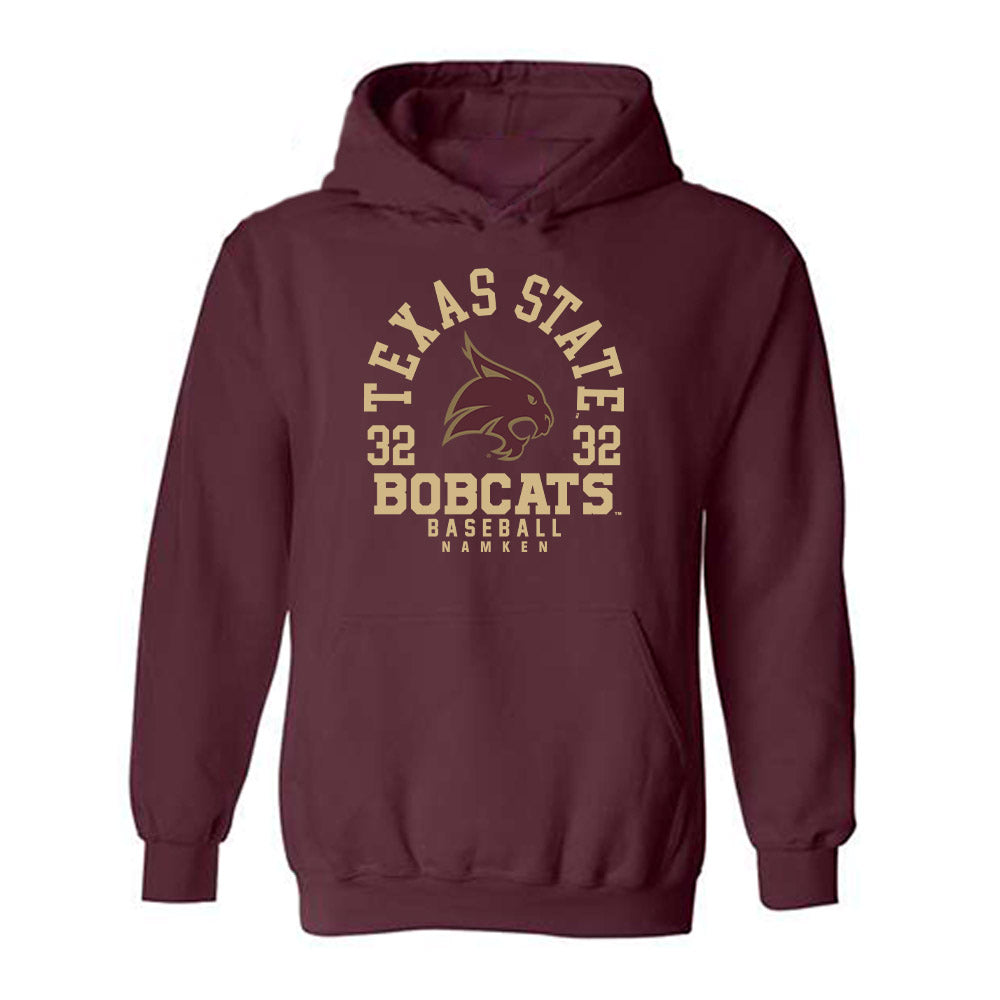 Texas State - NCAA Baseball : Clayton Namken - Classic Fashion Shersey Hooded Sweatshirt-0