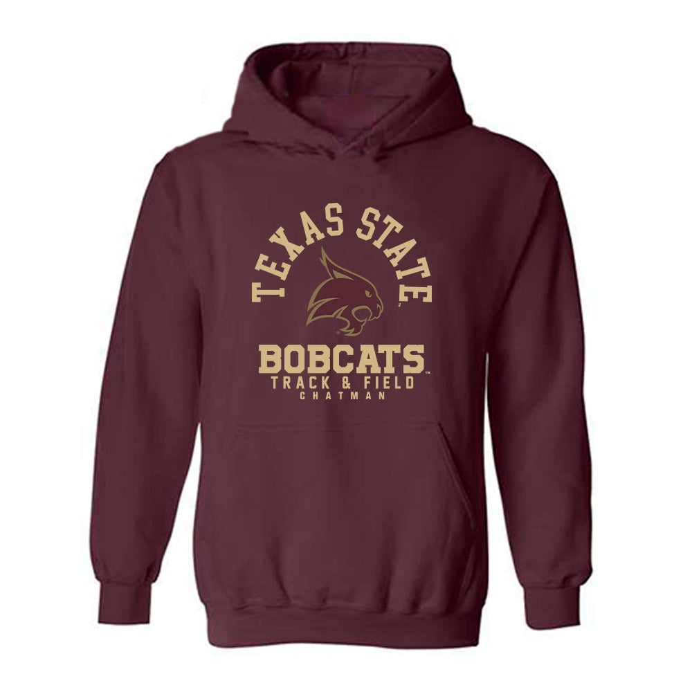 Texas State - NCAA Men's Track & Field : Senai Chatman - Classic Fashion Shersey Hooded Sweatshirt-0