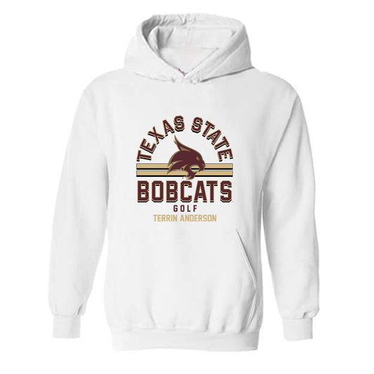 Texas State - NCAA Men's Golf : Terrin Anderson - Classic Fashion Shersey Hooded Sweatshirt-0
