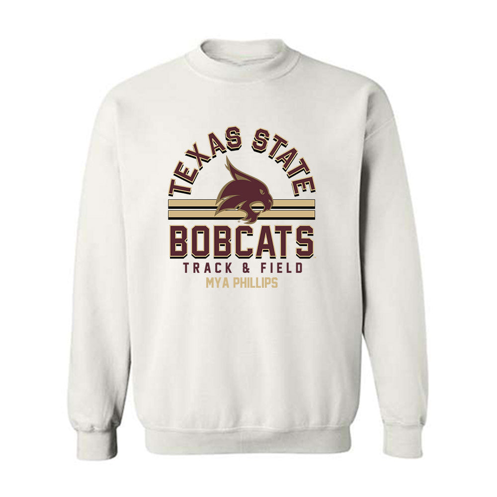 Texas State - NCAA Women's Track & Field : Mya Phillips - Classic Fashion Shersey Crewneck Sweatshirt-0